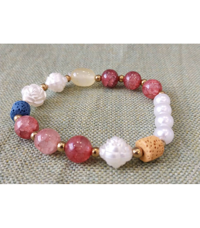 Βραχιόλι με πολύχρωμες πέτρες και πέρλες