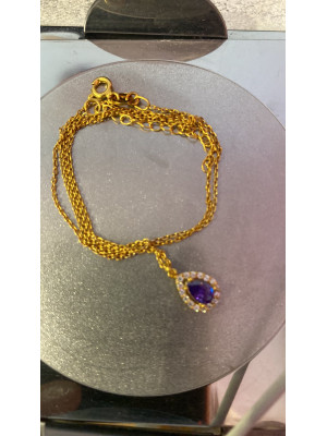 925 ασημενια αλυσιδα δακρυ μωβ με ζιργκον