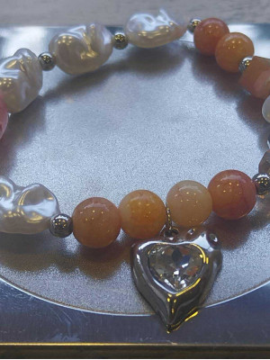 Βραχιόλι με πέτρες, πέρλες και καρδιά