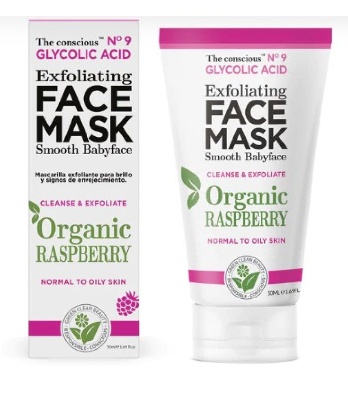 FACE MASK GLYCOLIC ACID CLEANSE & EXFOLIATE N.9 ORGANIC RASPBERRY 50ml BIOVENE