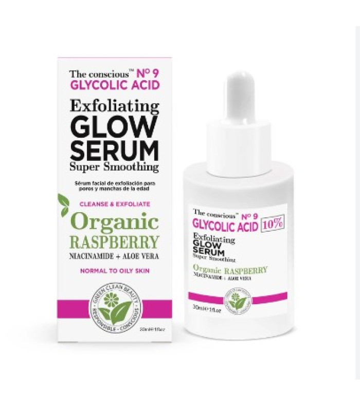 EXFOLIATING GLOW SERUM GLYCOLIC ACID N.9 ORGANIC RASPBERRY BIOVENE 30ML