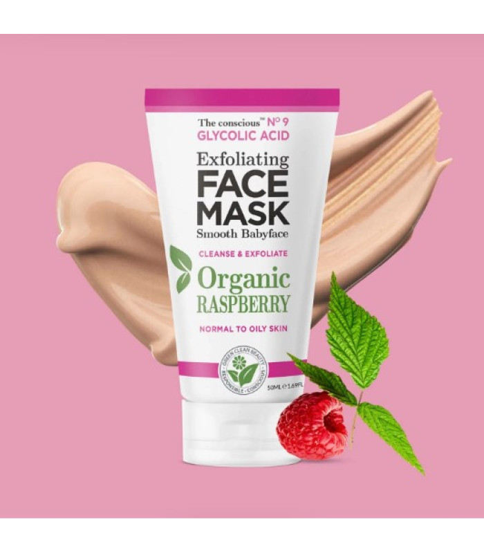 FACE MASK GLYCOLIC ACID CLEANSE & EXFOLIATE N.9 ORGANIC RASPBERRY 50ml BIOVENE