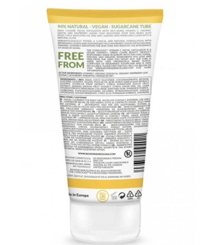 Anti-Wrinkle Facial Exfoliator Vitamin C N.1 Organic Lemon & Raspberry 150ml BIOVENE